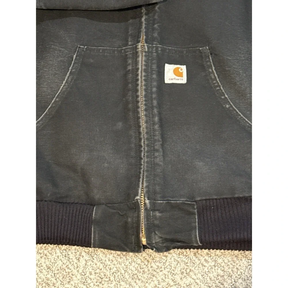 Vintage Carhartt‎ Active Black Quilt Liner Hooded Jacket Workwear Med Tall